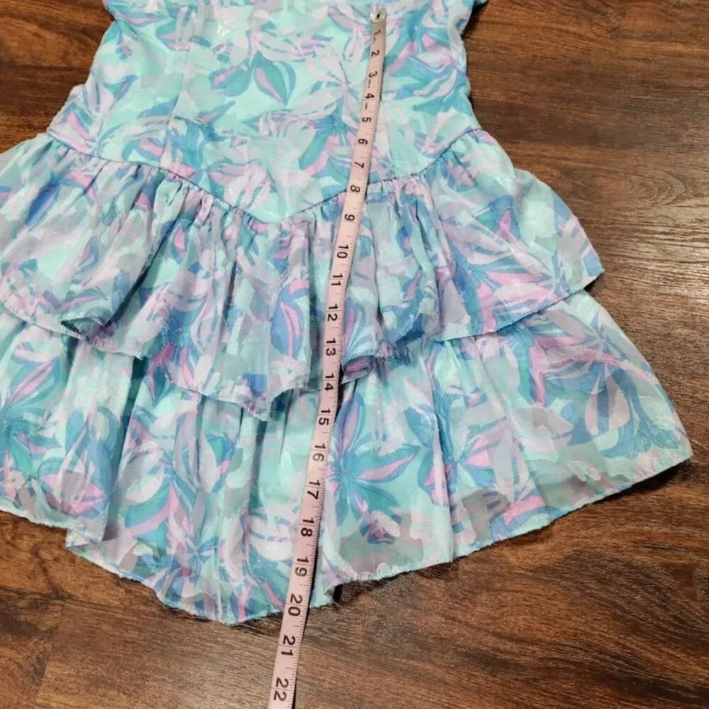 Wild Fable GothFairy Grunge Whimsy 80s Empire Waist Y2K Floral Mini Dress Blue S - Picture 11 of 11